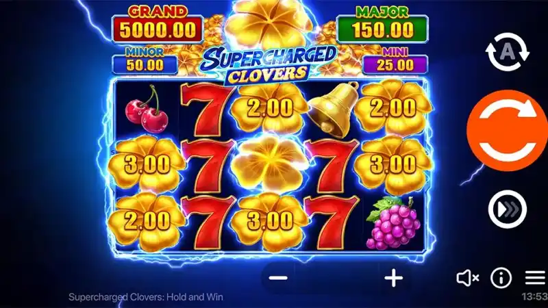 Supercharged Clovers Hold and Win bonus round in action